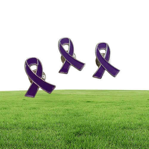 100 stcs hele paarse lint broches Awareness Rapel Pin Antidomestic Violence Ribbon 4237537