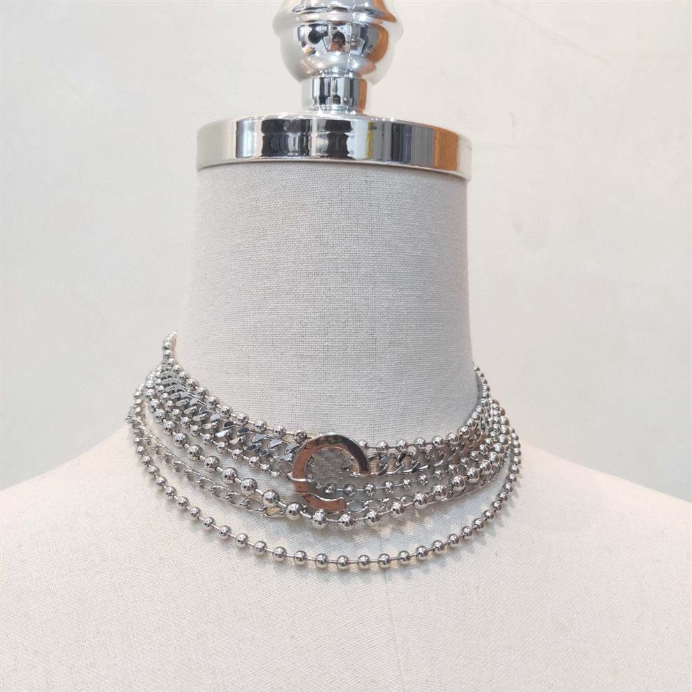 2022 Collana con pendente di fascino di alta qualità con design girocollo perline a sei strati in color platino placcato gioielli da sposa da donna206O