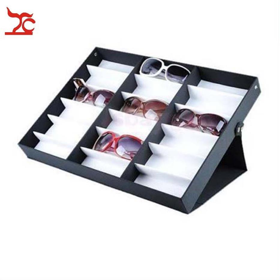 Caixa de exibição de armazenamento de óculos portátil 18 pçs óculos de sol display óptico organizador quadro bandeja265a
