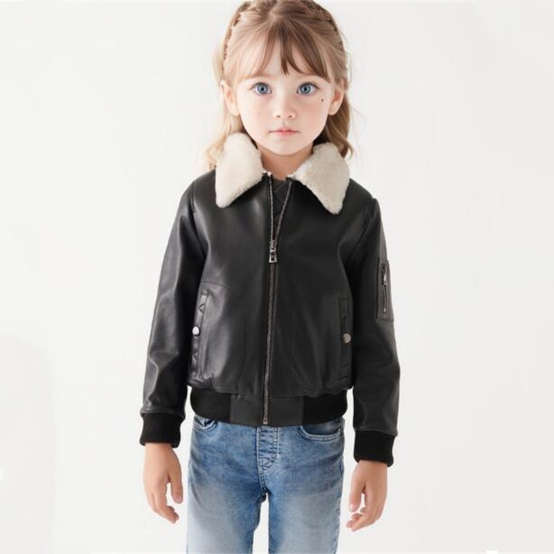 2024 neue Mode Überlegene Weiche Pu Leder Mantel Revers Kragen Winter Jacken Temperament Trend Mantel Kinder Kleidung Jungen und Mädchen jacke