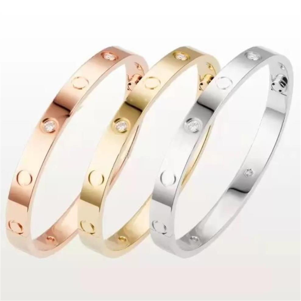 Fashion MOVE BRACELET Bangles Women Men 4CZ Titanium Steel Screw Screwdriver Bracelets Gold Silver Rose Nail Bracelet Jewelry with285G