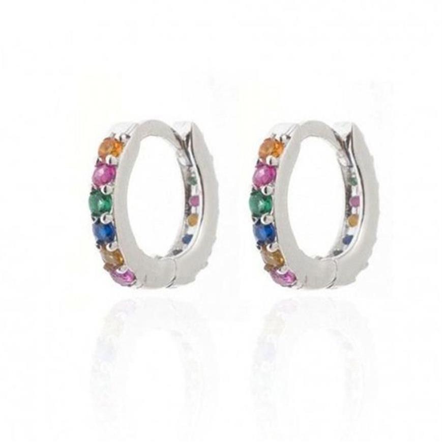 Orecchini a lobo 2 pezzi Arcobaleno Little Huggies Hoop le donne Cerchio piercing all'orecchio ipoallergenico Tragus Circle Uomini HoopsStud262j