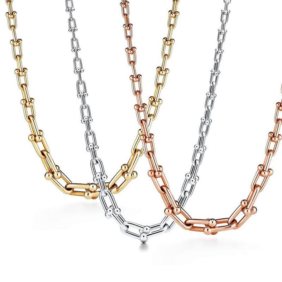 Collane a catena in argento sterling 925 con gioielli Memnon donna Collana a maglie graduate a forma di U con colore oro rosa Whole240q