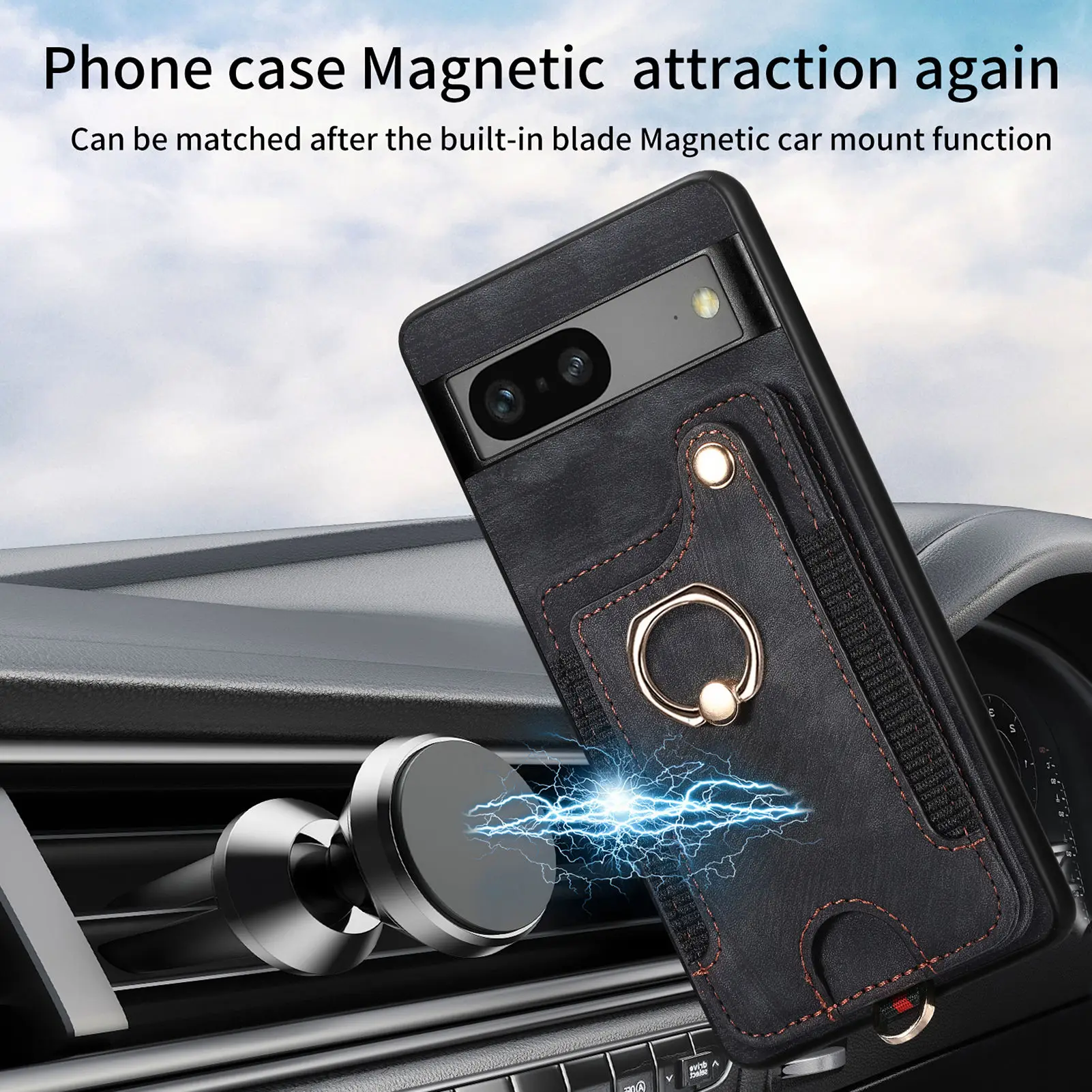 Wallet Multi Cards Slot Leather Phone Case for Google Pixel 6 7 8 Pro 7A 6A Magnetic Ring Holder Kickstand Anti-drop Cover with Hand Strap