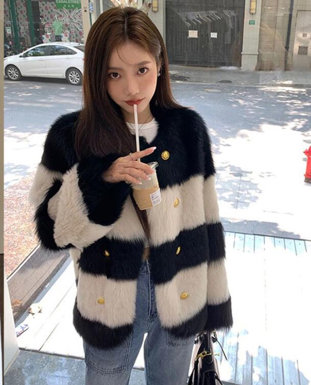 2024 New Women's Fur Hot selling environmentally friendly fox fur fur fur coat for women's autumn and winter mid length fur fur integrated fur coat