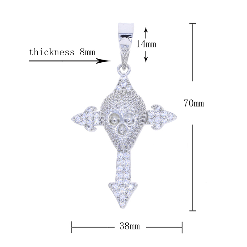 Special Designer Cross with Skull Charm Pendant Necklace with Rope Chain Hip Hop Women Men Full Paved 5A Cubic Zirconia Christ Men Gift Jewelry