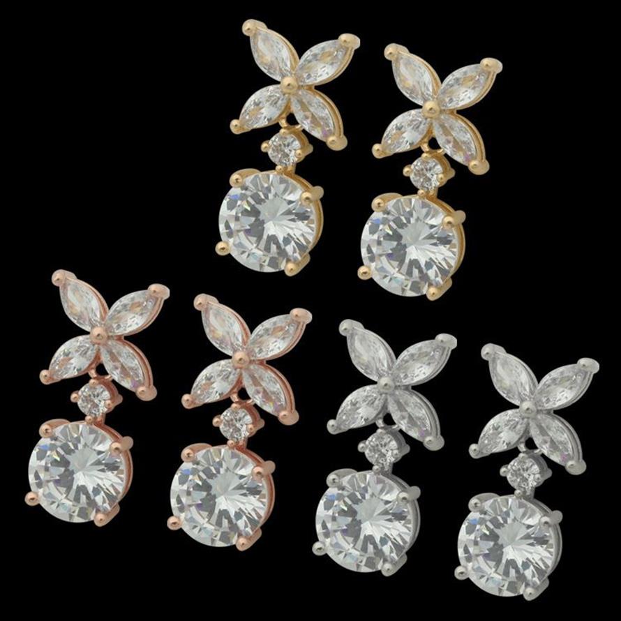 Womens Four Leaf Flower Earrings Studs Designer smycken Stora och små borrstänger Guld Silvery Rose Gold Full Brand As Wedding C260Z