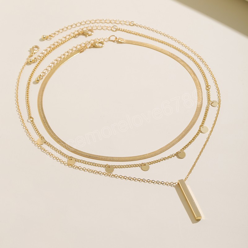 Gelaagde ketting met pailletten en stokhangerketting voor dames Trendy kettingen aan de nek Accessoires Mode-sieraden Vrouwelijk cadeau