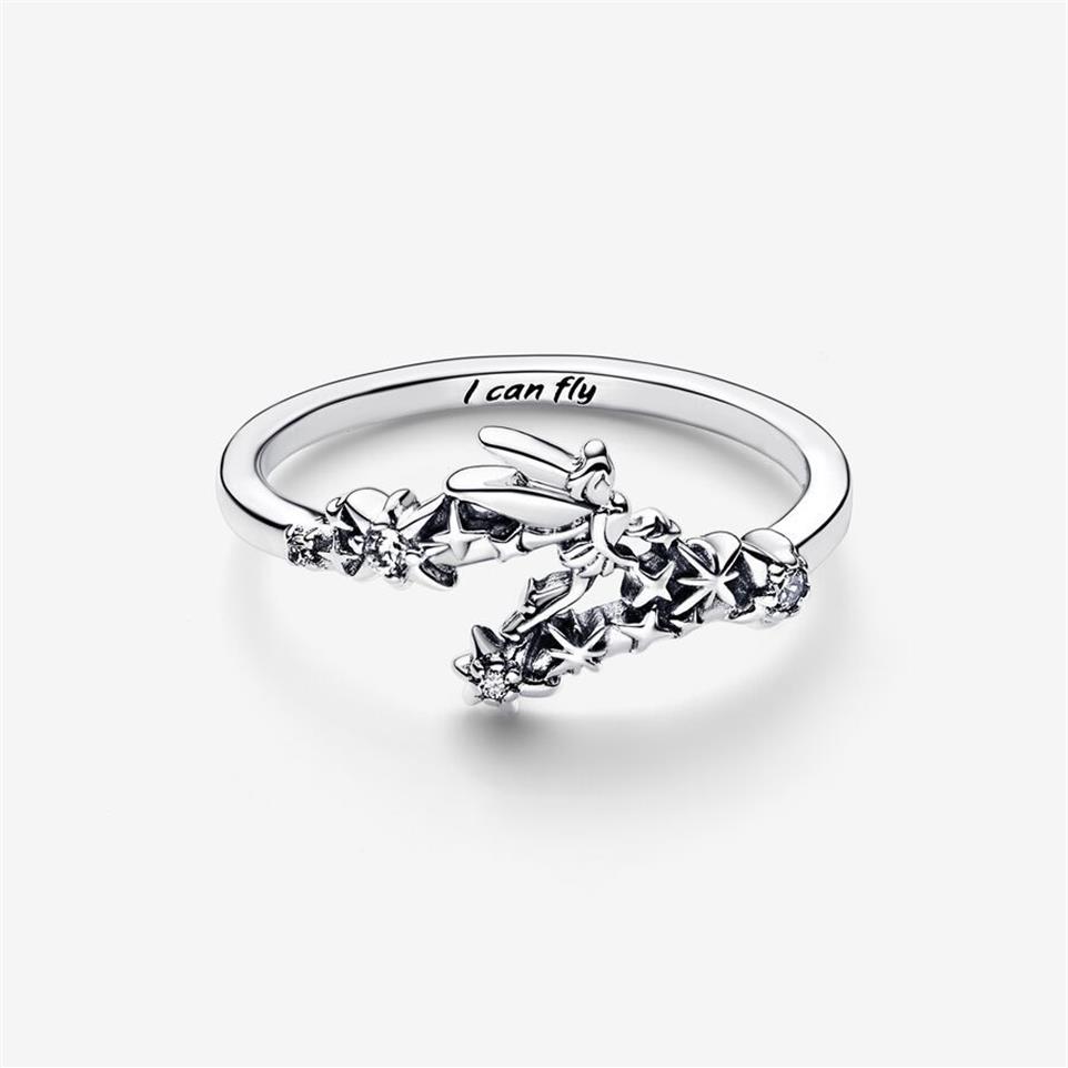 925 Sterling Silber Tinker Bell Funkelnder Ring für Frauen Eheringe Mode Verlobungsschmuck Accessoires268k