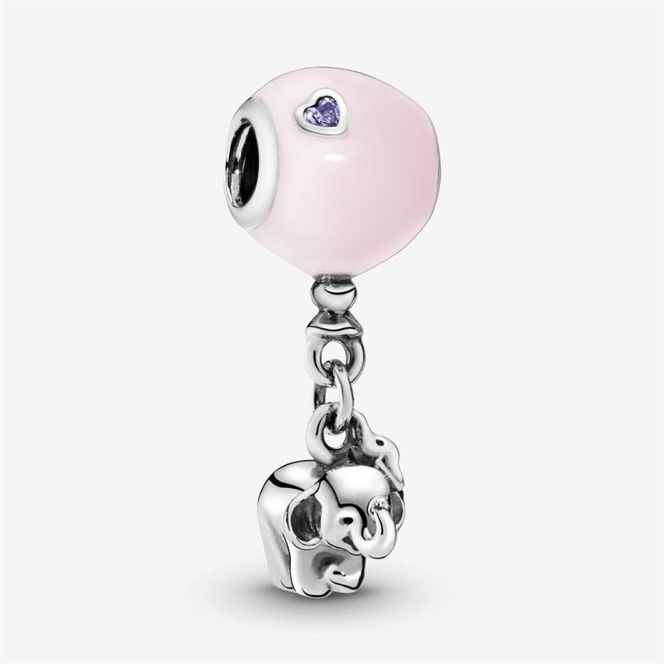 Nova chegada 925 prata esterlina elefante e balão rosa balançar charme caber original europeu charme pulseira moda jóias access256n
