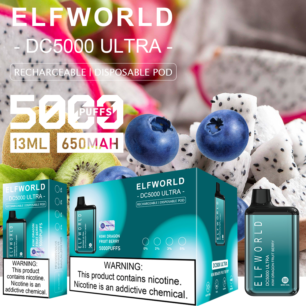 Elfworld DE 6000 Puffs Caneta Vape Descartável Preço Especial de Natal 12ML de Cigarro Eletrônico E-líquido