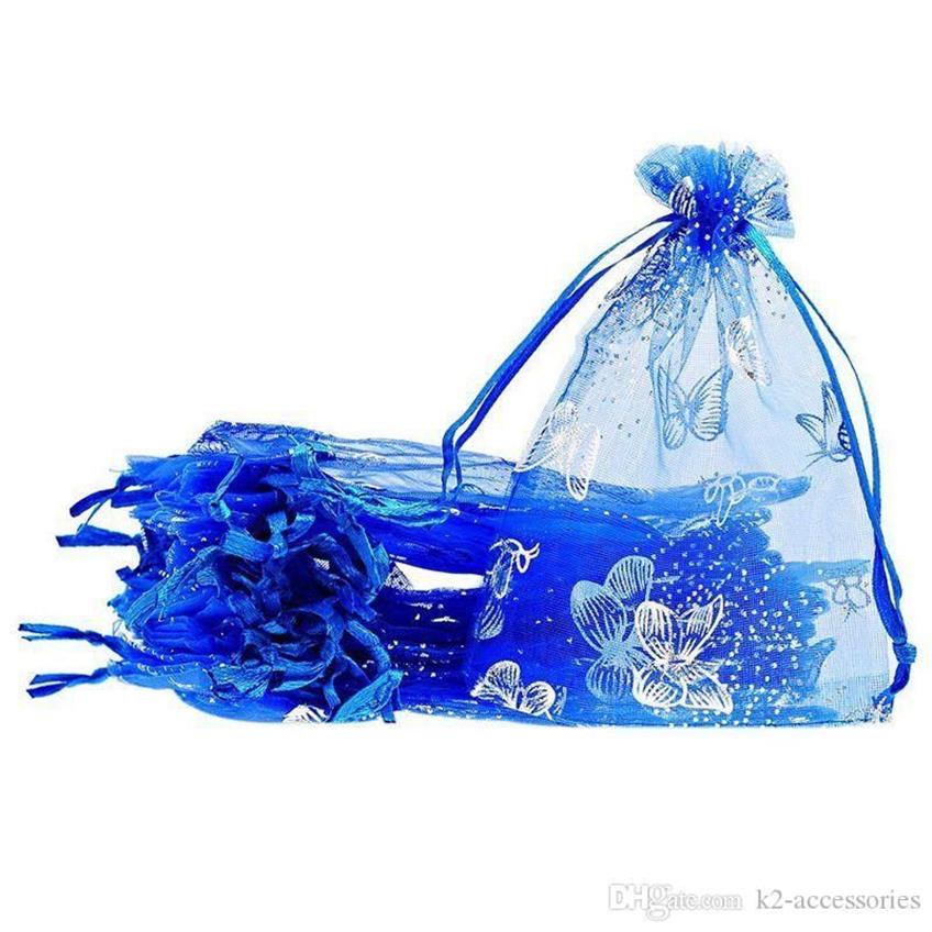 Blue Butterfly Organza Wedding Gift Bags torebki 7x9cm biżuterii torebki 220d