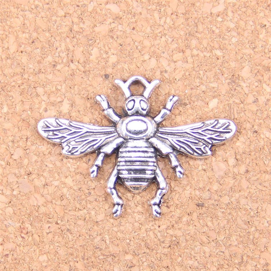 46 pièces Antique argent plaqué Bronze plaqué abeille miel pendentif à breloques collier à faire soi-même Bracelet résultats de Bracelet 32 24mm293D