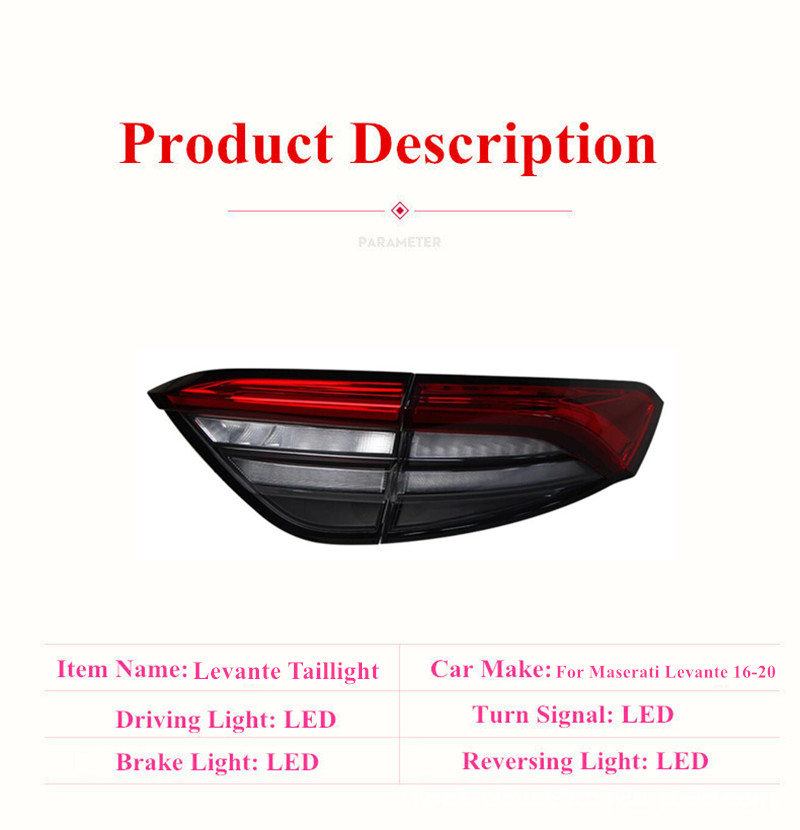 Luz traseira de led para freio de direção, luz traseira de neblina para maserati levante, sinal de seta dinâmico, luz traseira 2016-2020, lâmpada de carro