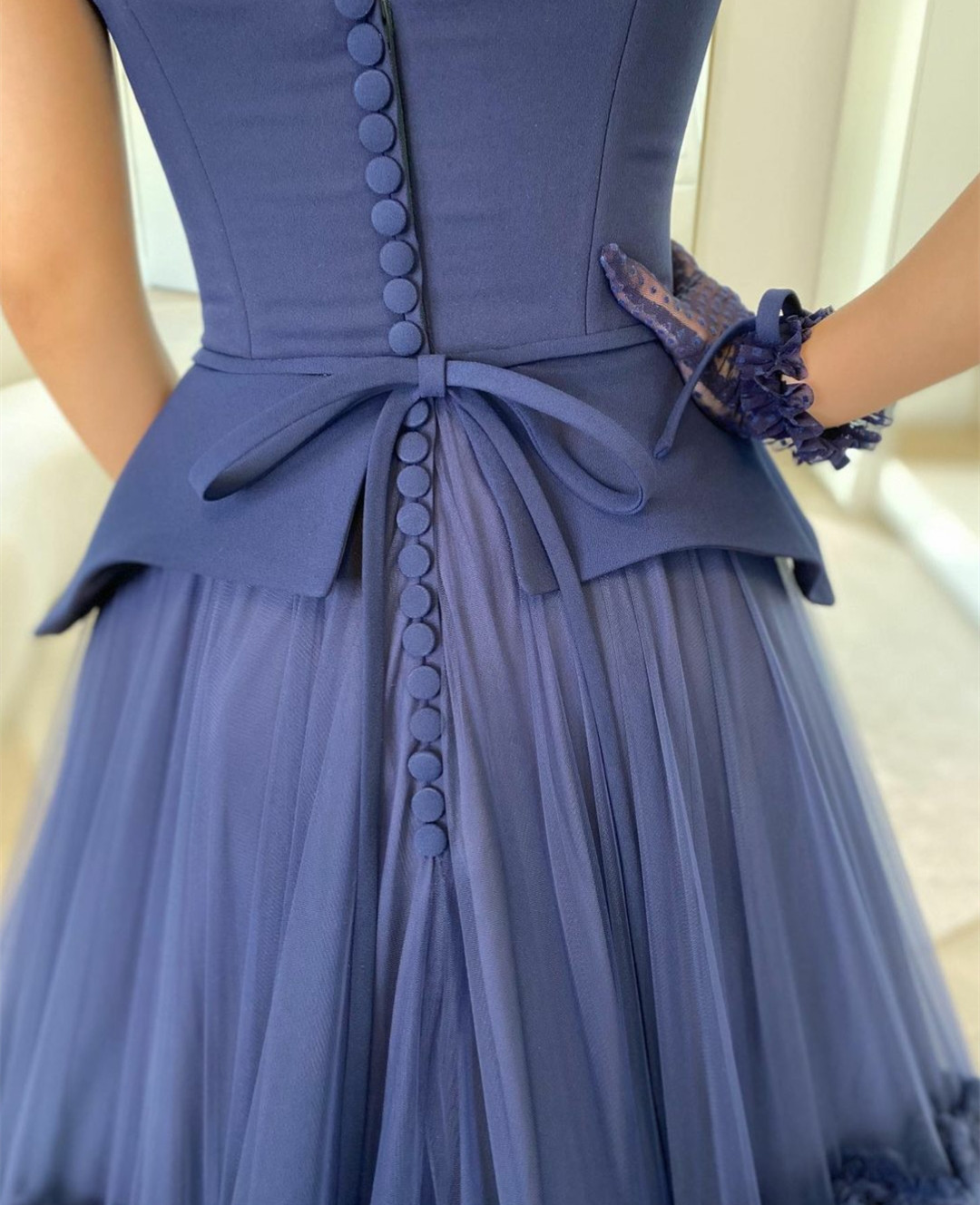 Elegant Long Tulle Navy Blue Prom Dresses A-Line Sleeveless Custom Floor Length Tiered Party Dress Maxi Formal Evening Dresses for Women