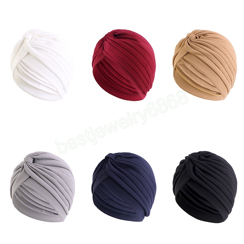 Novas mulheres estiramento cruz torção turbante chapéu índia lenço sono noite boné gorro bonnet perda de cabelo quimio bonés envoltório islâmico