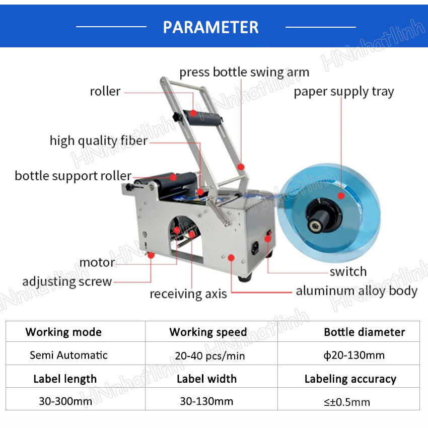 Applicatore di etichette etichettatrice bottiglie di plastica in vetro rotondo semiautomatico con stampante data Dispenser etichette autoadesive LT-50D