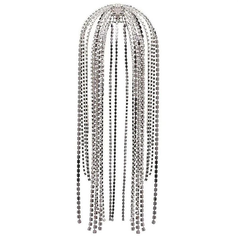 Stonefans Trendy Rhinestone Hair Akcesoria dla kobiet biżuteria Elegancka pełna kryształowe opaski do włosów frędzl