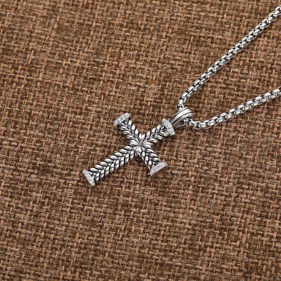 Mężczyźni długie klasyczne złotą biżuterię naszyjniki Naszyjnik Kobiety 18K wisiorek Diamentowy łańcuch mody łańcuchy Cross Punk 50cm2574