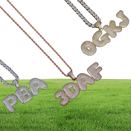 AZ – colliers avec lettres de nom personnalisées, pendentif, breloque pour hommes et femmes, couleur or argent, zircone cubique avec chaîne en corde, cadeaux 8462361