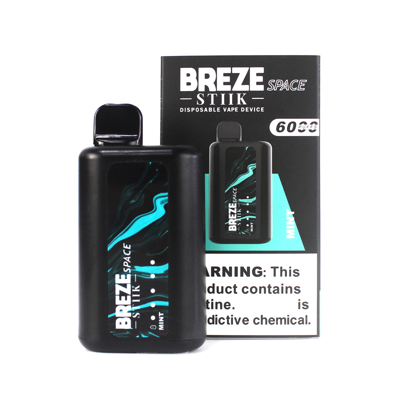 원래 Breze Stiik Space 6000 퍼프 2% 5% 일회용 포드 장치 E 담배 vape 키트 1500mAh 배터리 사전 13ml 10 맛 EURO USA No Tax