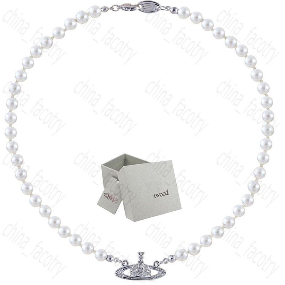 Parelsnoer Saturnus Kralen Hanger Mode Vrouwen Diamanten Ketting Paar Sieraden Cadeau Met verpakking box200W