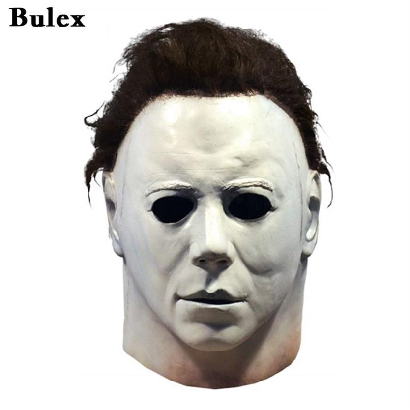 Máscaras de fiesta Bulex Halloween 1978 NICHAEL Myers Máscara Horror Cosplay Disfraz Accesorios de látex para adultos Blanco Alta calidad 220921290n