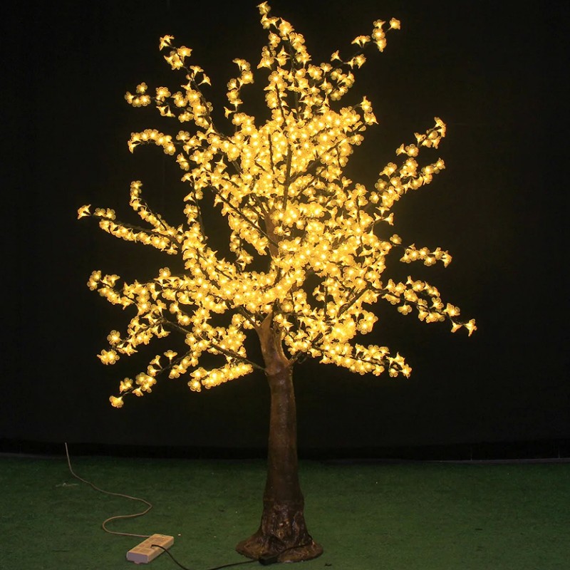 Natural Tree Trunk LED Artificial Cherry Blossom Tree Light Christmas Tree Light Lamp 1.5m~3m Height 110/220V Rainproof Fairy Garden Landscape Party Decorations