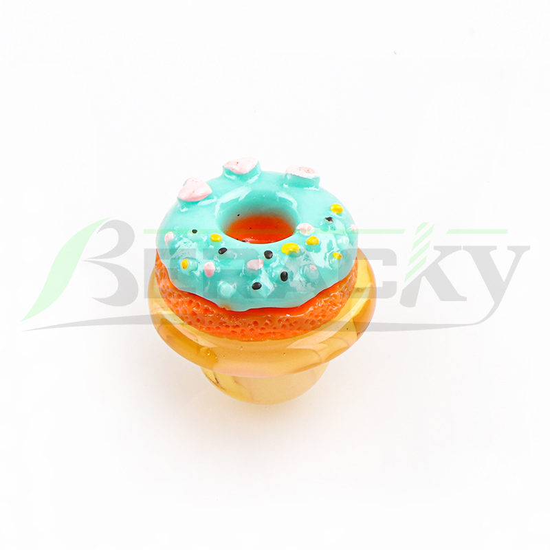 Beracky Accessoires Gekleurd rookglas Donut-stijl dop 5 kleuren Heady glazen doppen voor platte bovenkant Afgeschuinde rand Quartz Banger Nails Glazen waterpijpen Dab Rigs Pijpen