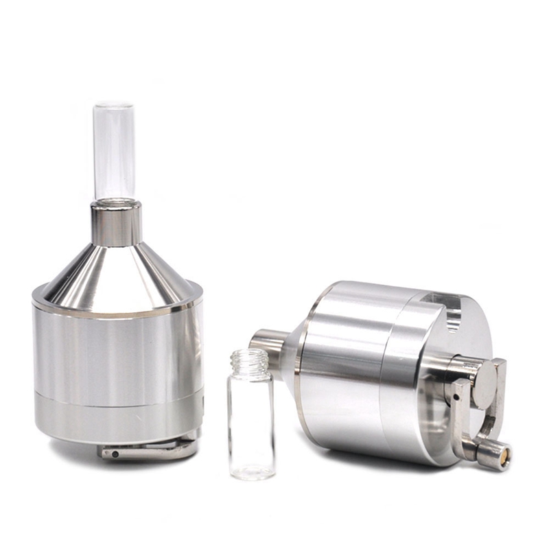 Premium Quality Hand-cranked Aluminum Alloy Smoke Grinder Powdered Funnel Smoking Herb 56mm 44mm Metal Tobacco Cigarette Herbal Spice Crusher Miller Hand Mills