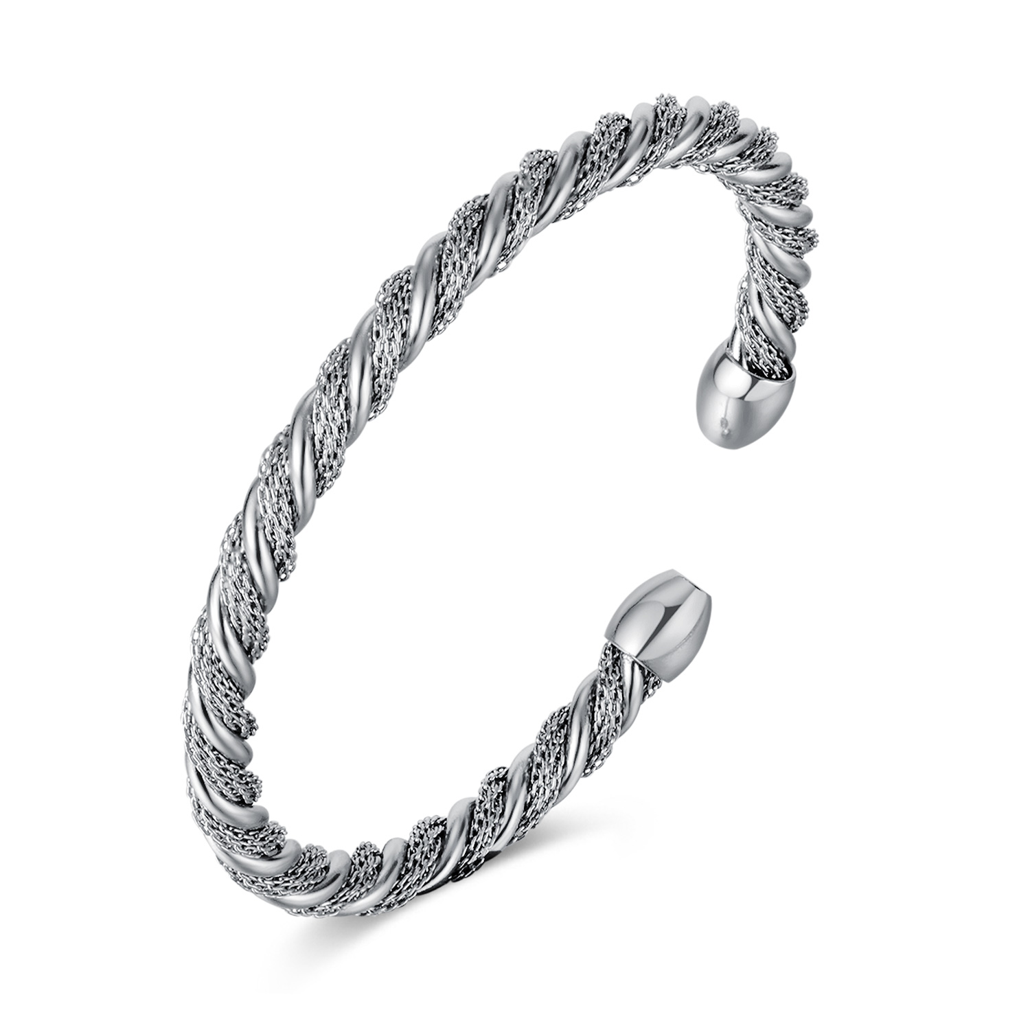 Mode Einfache C-förmigen Twist Armband Neue Design Edelstahl Manschette Armreif Für Mädchen Frau n1087