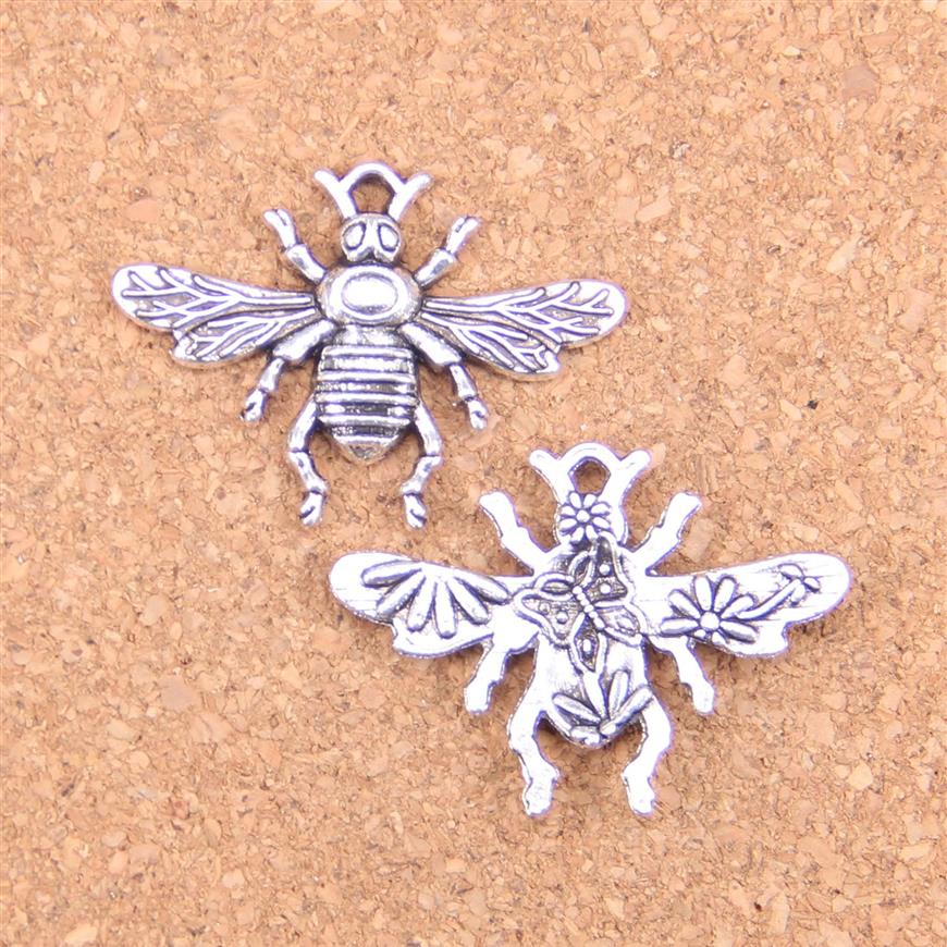 46 pièces Antique argent plaqué Bronze plaqué abeille miel pendentif à breloques collier à faire soi-même Bracelet résultats de Bracelet 32 24mm293D