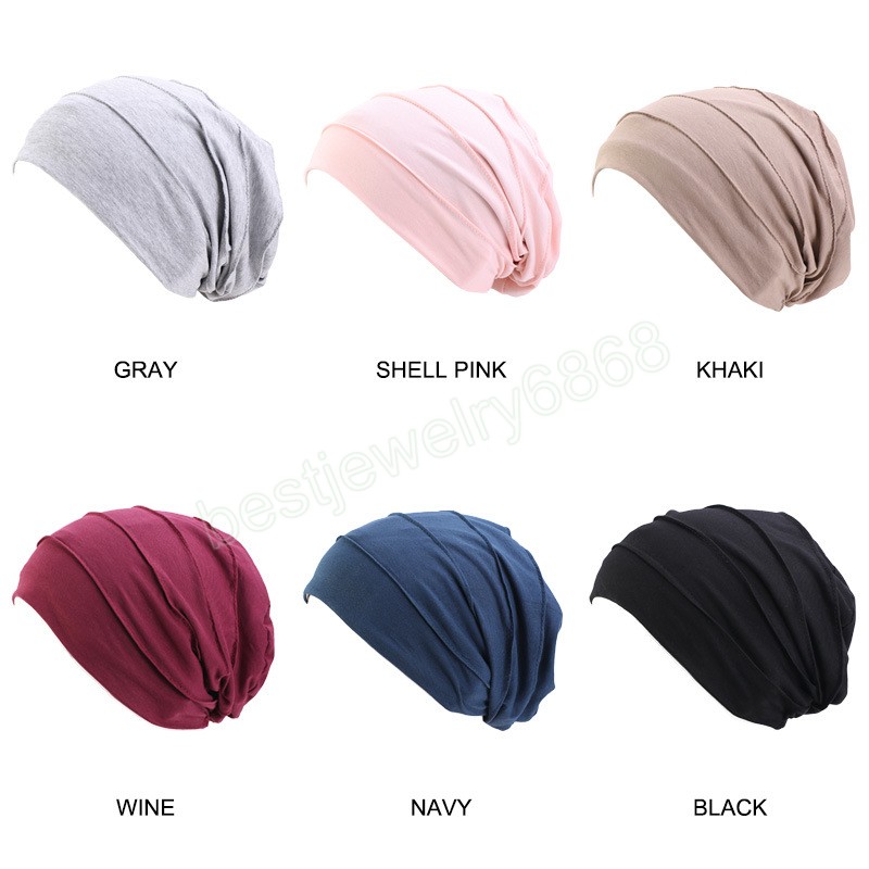 Chapeau indien à doublure en satin doux pour femmes, casquette de sommeil extensible, musulman, à volants, chapeau de chimio contre le Cancer, écharpe, Turban, casquette arabe
