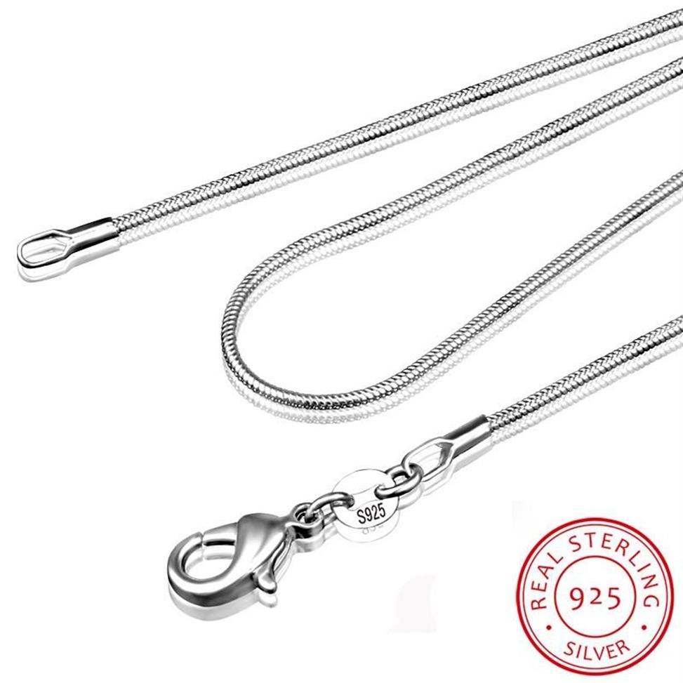 Catene 1MM 2MM Collana a catena in argento originale con serpente donna uomo 16-24 pollici lunga dichiarazione gioielli Whole232V