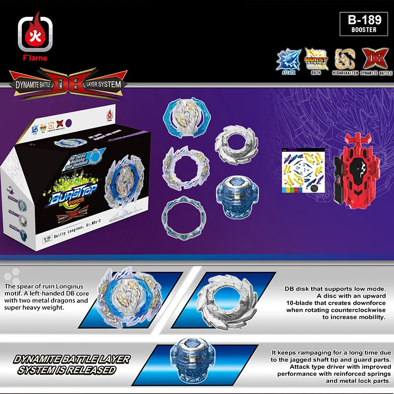 4D Beyblades Dynamite Battle Bey Set B189 Guilty Longinus Booster Top مع Toy Custom ER Kids Toys For Boys 231130