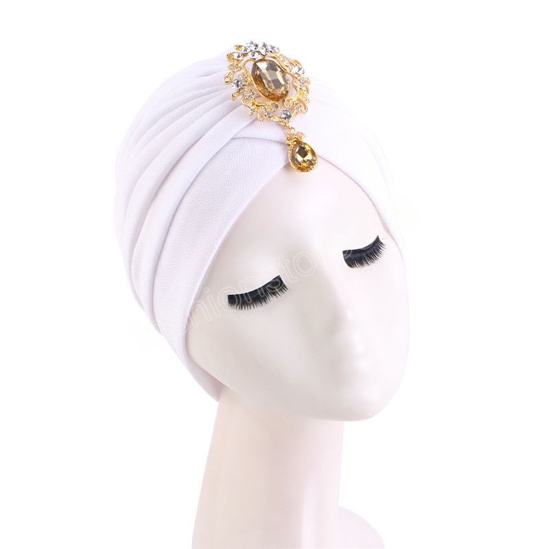 Neue Frauen Strass Turban Hut Moslemisches Hijab Caps Islamischen Afrikanischen Plissee Hijab Kopf Wraps Bandana Kopf Abdeckung Chemo Krebs Kappe