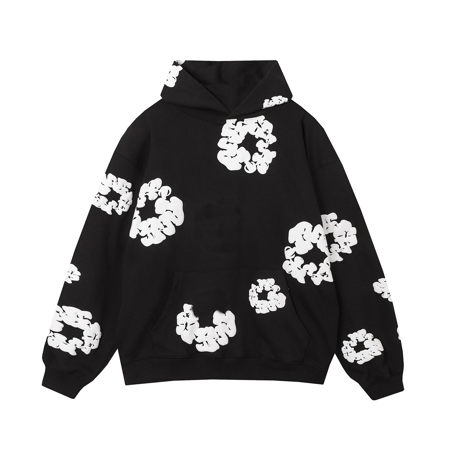 23SS autumn and winter American tide kapok foam printing hip-hop men and women couple models casual loose hooded sweater