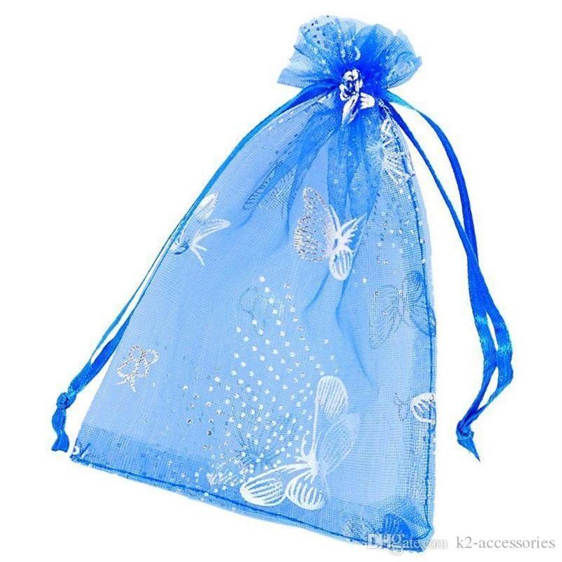 Blue Butterfly Organza Wedding Gift Bags torebki 7x9cm biżuterii torebki 220d