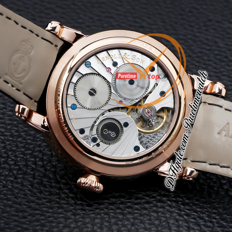 ArnoldSon HM Perpetual Moon Stellar Rays AS1512 handopwindbaar mechanisch herenhorloge Roségouden zilveren wijzerplaat 1GLAS.U02A.C122S Zwart leer UK merk Super Edition Puretime