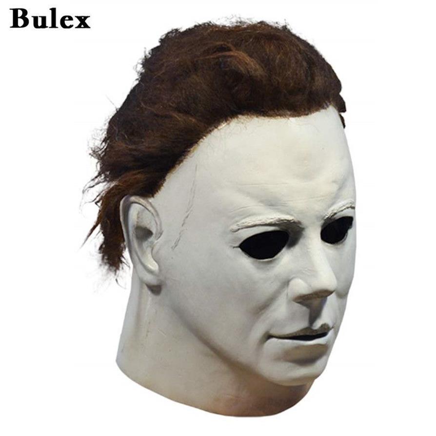 Máscaras de fiesta Bulex Halloween 1978 NICHAEL Myers Máscara Horror Cosplay Disfraz Accesorios de látex para adultos Blanco Alta calidad 220921290n