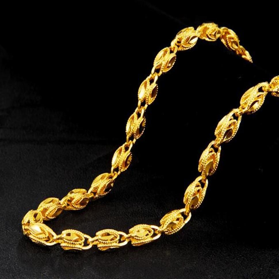 Superficie della sabbia Collana in oro 24k placcato in ottone puro Collana in oro sabbia fuoco Collana da uomo Vietnam Shajin214D