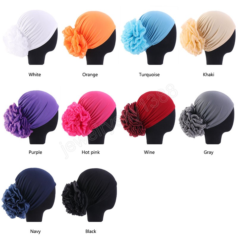 Neue Frauen Große Blume Turban Muslim Indien Hut Kappe Dünne Kopf Schal Motorhaube Islamische Kopfbedeckung Innen Kappe für Hijabs Muslimischen Chemo Kappe