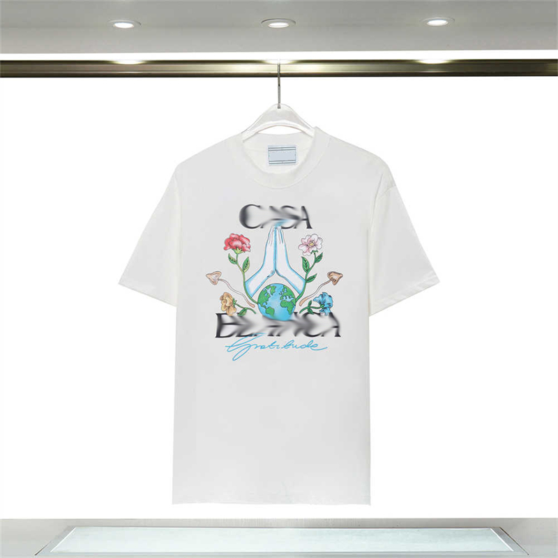 CAS New High High Street Fashion Brand New Set Head Loose Round Neck Front and Back Letter Printed White Shimthire TシャツSummers-XXXL