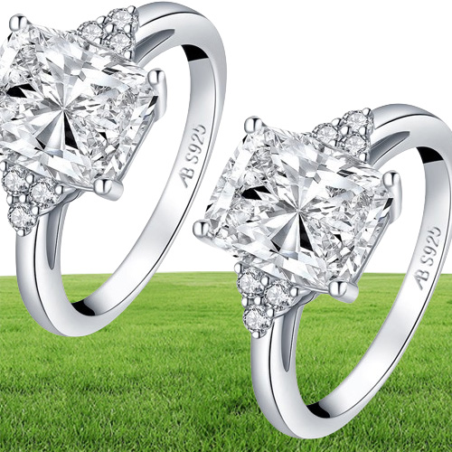 Ainuoshi Classic 925 Prata esterlina 40 Coscões de corte de corte anel de noivado simulado Diamante Casamento Silver Ring Jewelry Gifts 4386218