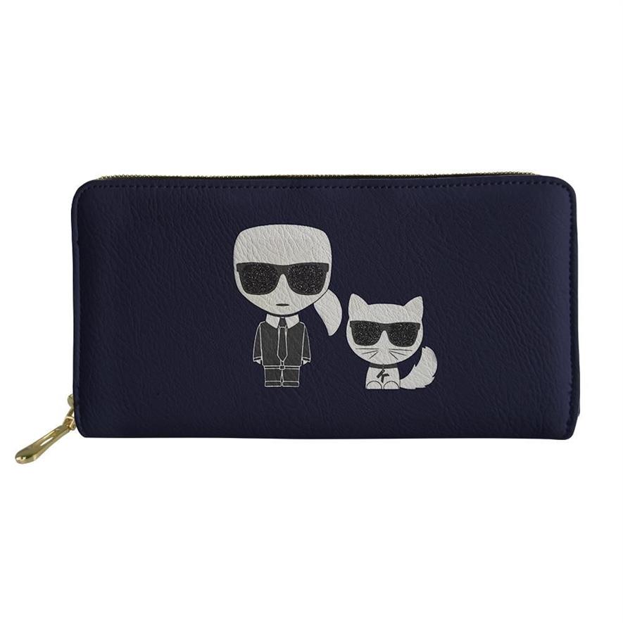 Women PU Wallets Purses Karl Lagerfelds Pattern Girls Long Wallets Kawaii Animal Female Fashion Coin Pockets Bags203t