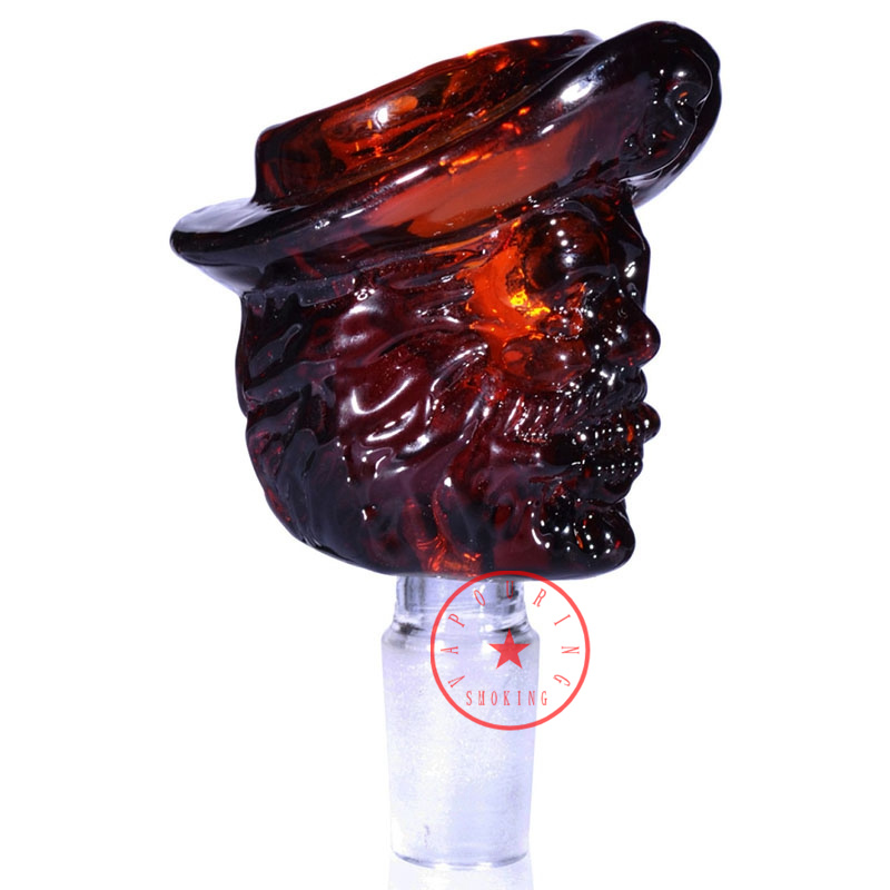 Último fumar Colorido Pyrex Vidrio grueso Capitán Estilo 14 mm 18 mm Junta masculina Hierba Tabaco Filtro de vidrio Tazón Plataformas petroleras Tubería de agua Bong DownStem Bubbler Holder DHL