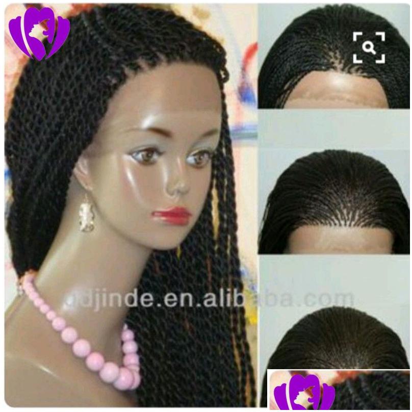 Synthetic Wigs 150Density Micro Box Braid Lace Front Wig Long Brazilian Havana Twist For African American Black Woman With Baby Hair D Dh3Nt