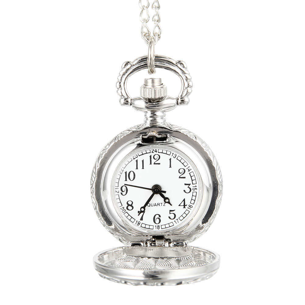 Newly Fashion Vintage Quartz Pocket Watch Alloy Flowers Butt