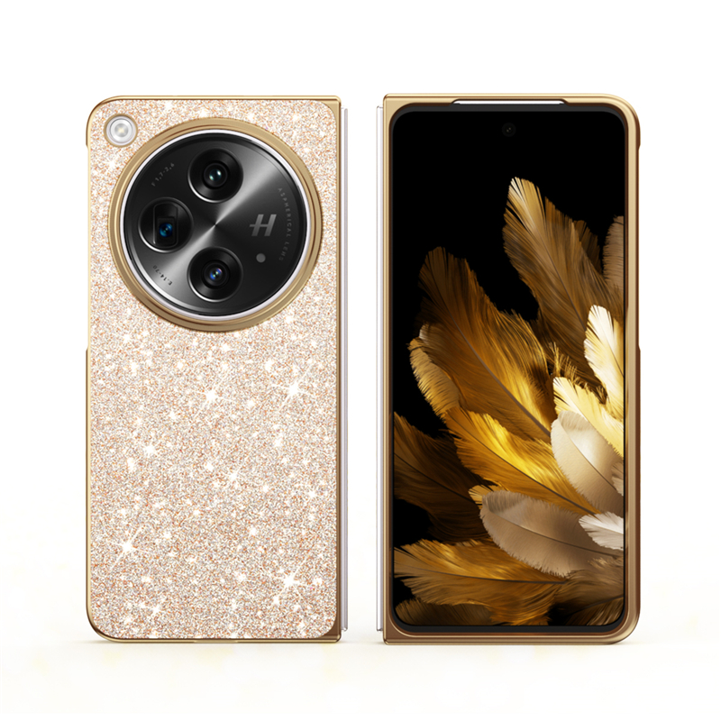 Custodia telefono Vogue in pelle glitter di lusso Oneplus Open Oppo Find N3 5G Durevole Robusta Sottile Elegante Scintilla Placcatura protettiva completa Fold Shell Antiurto