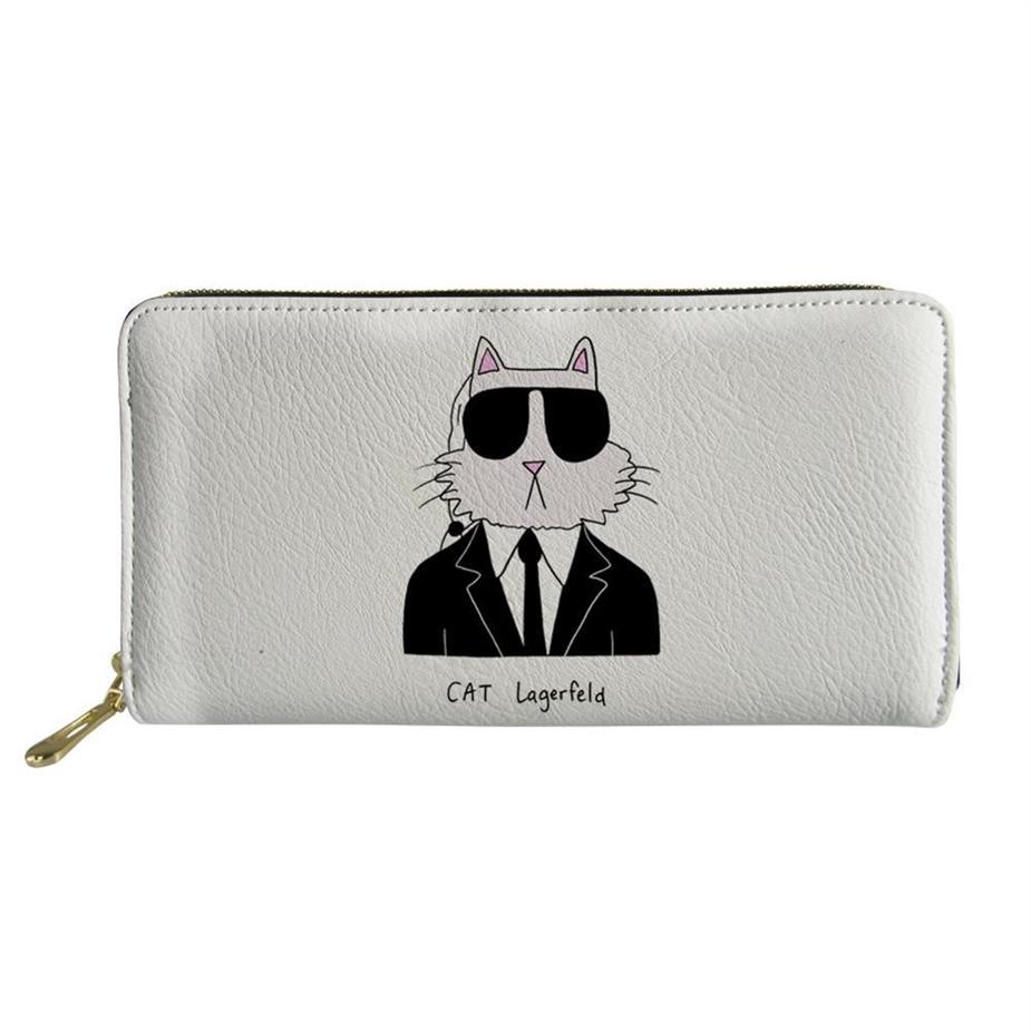 Women PU Wallets Purses Karl Lagerfelds Pattern Girls Long Wallets Kawaii Animal Female Fashion Coin Pockets Bags203t